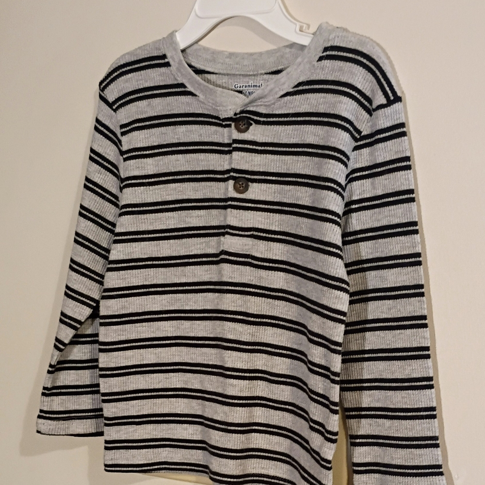 Boy's Garanimals Navy and Gray Striped Long Sleeve Shirt Size 5T